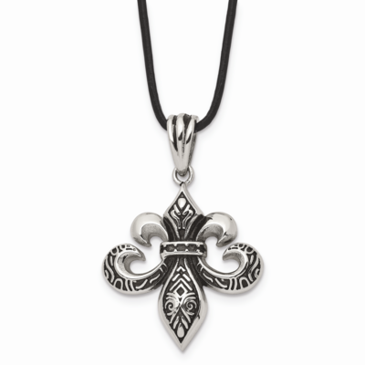 Polished Fleur de Lis Necklace Stainless Steel SRN1705-20 by Chisel, MPN: SRN1705-20, 191101389863