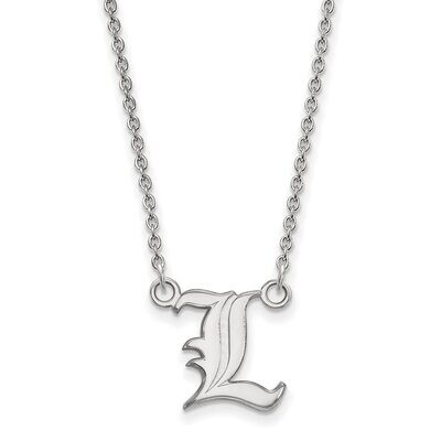 University of Louisville Small Pendant with Chain Necklace 10k White Gold 1W011UL-18, MPN: 1W011UL-…