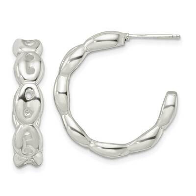 Scalloped C-Hoop Post Earrings Sterling Silver Polished QE15985, MPN: QE15985, 196904151013