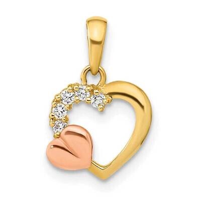 Open Heart CZ Diamond Pendant 14k Two-Tone Gold YC1508, MPN: YC1508,