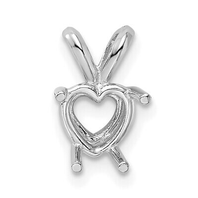 Heart 4-Prong Cast Medium Weight 3.0mm Pendant Setting 14k White Gold WG998, MPN: WG998,