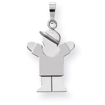 Small Boy with Hat on Right Engravable Charm 14k White Gold XK301, MPN: XK301, 883957415567