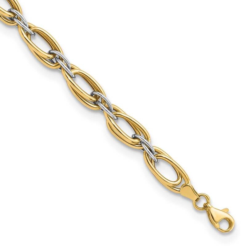 Fancy Link 8 Inch Bracelet 14k Two-Tone Gold Polished FB1946-8, MPN: FB1946-8, 883957813080