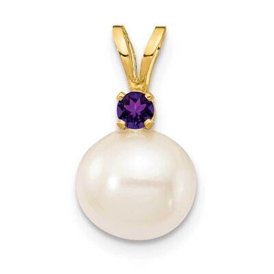 Amethyst 8-8.5mm White Round Freshwater Cultured Pearl Pendant 14k Gold XF742_AM, MPN: XF742_AM, 88…