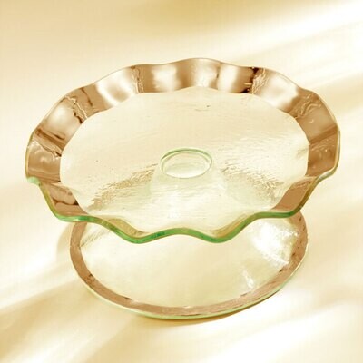 Annieglass Ruffle Gold Petit Four Stand 9 1/2 Inch, MPN: G139, UPC: