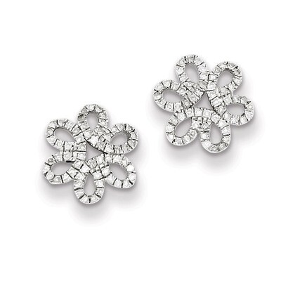 Flower Screwback Post Earrings Sterling Silver Diamond QE10430, MPN: QE10430, 883957434421