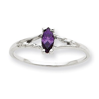Polished Geniune Amethyst Birthstone Ring 10k White Gold 10XBR191, MPN: 10XBR191, 191101091537