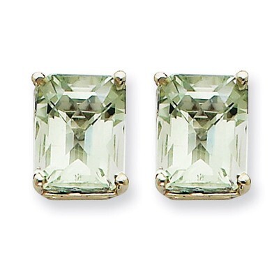 10x8mm Emerald-Cut Green Quartz Earrings 14k White Gold XE69WAG, MPN: XE69WAG, 883957096643