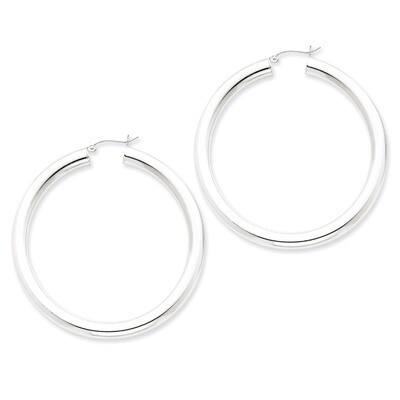5mm Round Hoop Earrings Sterling Silver Rhodium-plated QE823, MPN: QE823, 883957941066