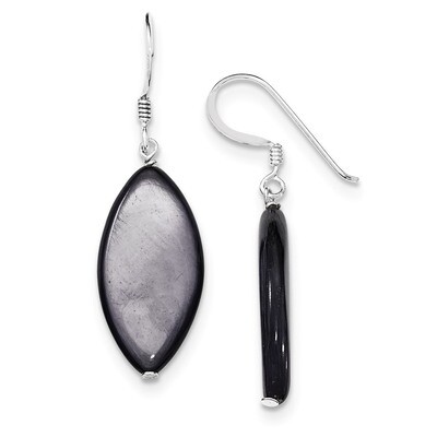 Dark Grey Mother of Pearl Dangle Earrings Sterling Silver QE6344, MPN: QE6344, 886774247328