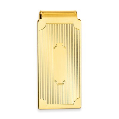 Kelly Waters Hinged Money Clip with Lines and Cut Corners Gold-plated KW729, MPN: KW729,