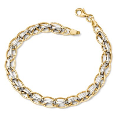 Leslie&#39;s Polished Fancy Link Bracelet 7.25 Inch - 14k Gold Two-tone HB-LF259-7.25, MPN: LF259-7.25,…