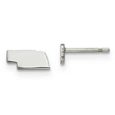 Nebraska State Small Earrings 14k White Gold Engravable XNE50W-NE, MPN: XNE50W-NE, 886774758619