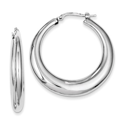 Hollow Hoop Earrings Rhodium Plated Polished Sterling Silver Polished QE8340, MPN: QE8340, 19110119…