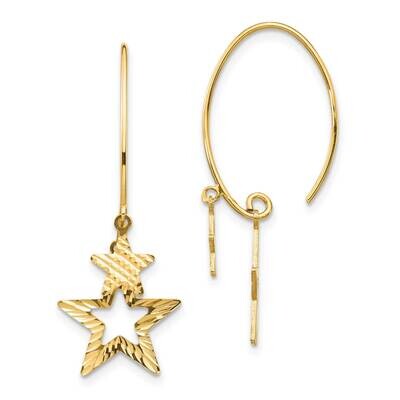 14K Diamond-Cut Star Dangle Earrings 14k Gold Diamond TF1539, MPN: TF1539, 191101921490