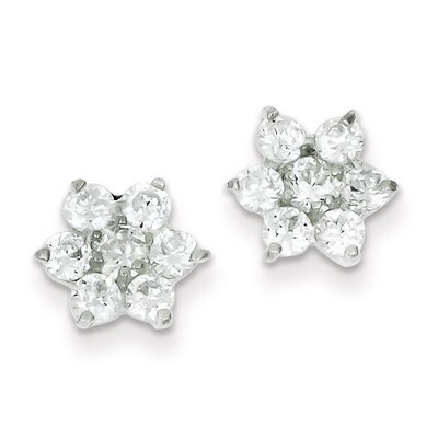 Floral Diamond Earrings Sterling Silver QE1726, MPN: QE1726, 883957922577