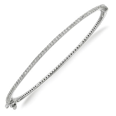 CZ Hinged Bangle Sterling Silver Rhodium-plated QB1066, MPN: QB1066, 886774727776