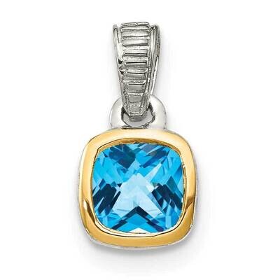 Light Swiss Blue Topaz Pendant Sterling Silver with 14k Gold Accent QTC1716, MPN: QTC1716, 88395734…