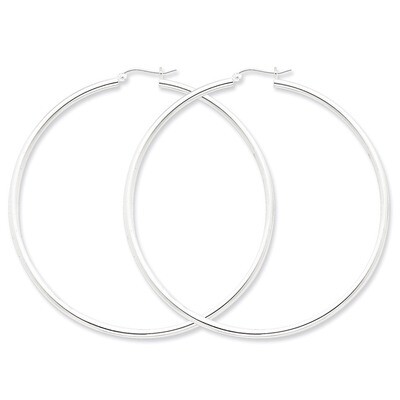 2.5mm Round Hoop Earrings Sterling Silver Rhodium-plated QE4394, MPN: QE4394, 883957930145