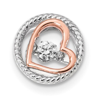 Rose-tone Vibrant Swar Zircon Heart Chain Slide Sterling Silver Platinum-plated QP4932, MPN: QP4932…