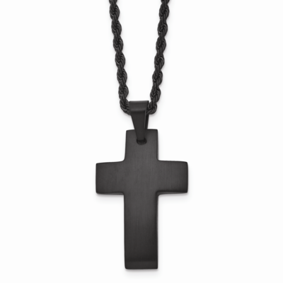 Black IP-plated Brushed Cross Necklace Stainless Steel SRN1360-20 by Chisel, MPN: SRN1360-20, 88677…
