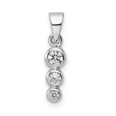 Polished CZ Diamond Pendant Sterling Silver Rhodium-Plated QP5582, MPN: QP5582,