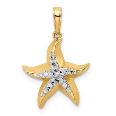 Starfish Pendant 14k Gold and White Rhodium Diamond-Cut M2976, MPN: M2976,