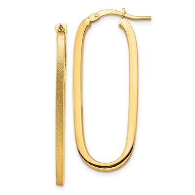 Brushed 2mm Oval Hoop Earrings 14k Gold Polished  TF1390, MPN: TF1390, 191101986918