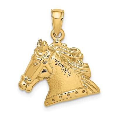Textured Horse Head Charm 14k Gold 2-D K6496, MPN: K6496, 637218185290