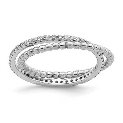 Ring Sterling Silver Rhodium Plated CZ Diamond QR7122, MPN: QR7122, 883957937717