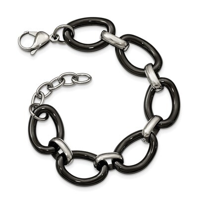 Black Ceramic 1 Inch Extender Bracelet Stainless Steel Polished SRB2113-7 by Chisel, MPN: SRB2113-7…