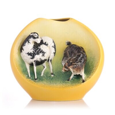 Franz Porcelain Goat and Sheep Vase Limited Editon of 1688 FZ03423, MPN: FZ03423,