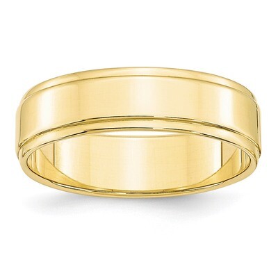 6mm Flat with Step Edge Band 10k Yellow Gold 1FLE060 Engravable, MPN: 1FLE060, 886774447513