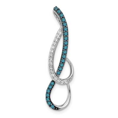 1/4Ct. Blue &amp; White Diamond Fancy Chain Slide 14k White Gold PM4810-BD-025-WA, MPN: PM4810-BD-025-W…