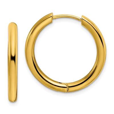 Yellow Ip-Plated 3mm Hinged Hoop Earrings Stainless Steel Polished SRE1477, MPN: SRE1477, 191101867…