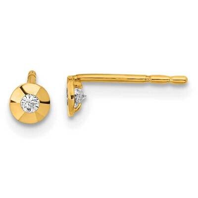 CZ Diamond Round Post Earrings 14k Gold Polished YE1953, MPN: YE1953, 191101799440