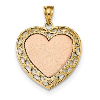 Polished and Satin Heart Pendant 14k Two-Tone Gold K5850, MPN: K5850, 883957826189