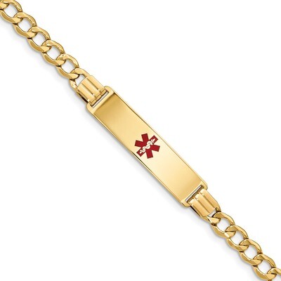 7 Inch Medical Red Enamel Curb Link 5.9mm ID Bracelet 14k Gold XM578CR-7, MPN: XM578CR-7, 191101438…