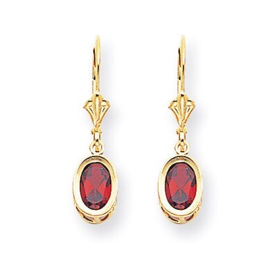 7x5mm Oval Garnet Leverback Earrings 14k Gold XLB106GA, MPN: XLB106GA, 883957118925