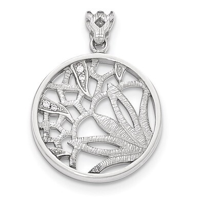Rhodium-plated Round Pendant Sterling Silver QP4347