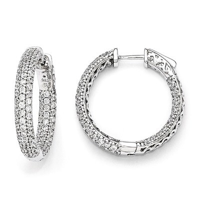 Pave 1.0 inch Diameter Cubic Zirconia In and Out Hoop Earrings Sterling Silver QMP323, MPN: QMP323,…