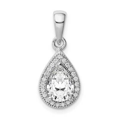 Pendant Sterling Silver Rhodium Plated CZ Diamond QP5247APR, MPN: QP5247APR, 886774116914