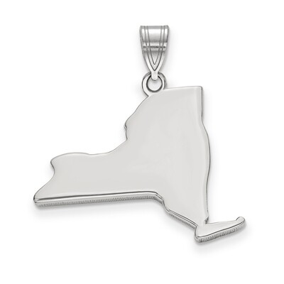 New York State Pendant Charm 14k White Gold Engravable XNA707W-NY, MPN: XNA707W-NY, 886774753669