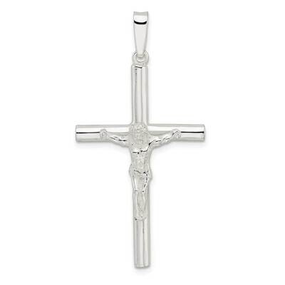 Large Hollow Crucifix Pendant Sterling Silver Polished QC11181, MPN: QC11181,