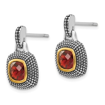 Garnet Earrings Sterling Silver with Gold-tone Flash Gold-plated QTC32, MPN: QTC32, 742323128749