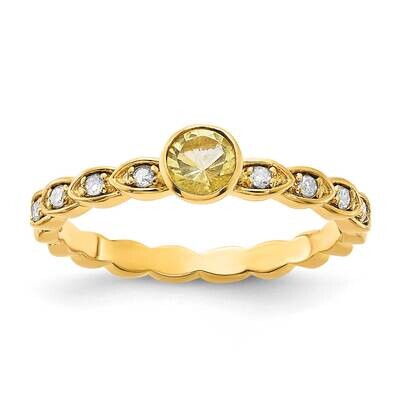 Sterling Silver Gold Tone Citrine and Diamond Ring RLS6325/CIT-SSAS45-7