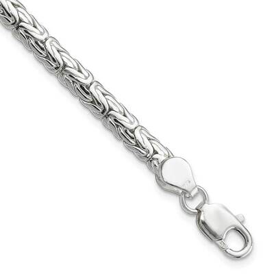 Back/Satin Diamond-Cut Front Fancy Byzantine Bracelet Sterling Silver Polished QH109-9, MPN: QH109-…