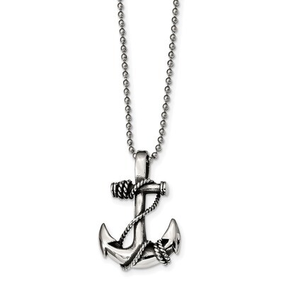 Anchor Necklace Stainless Steel Antiqued and Polished SRN2283-22 by Chisel, MPN: SRN2283-22, 191101…