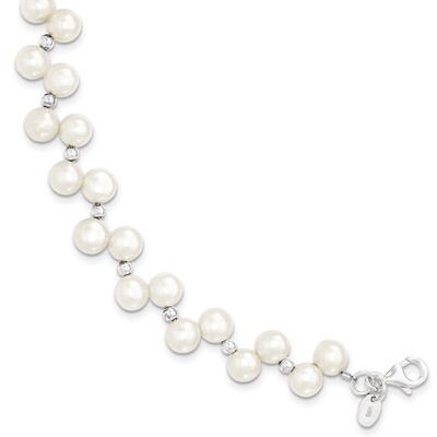 7.5 Inch Button Pearl 7.5in Bracelet Sterling Silver Cultured QH1858-7.5, MPN: QH1858-7.5, 19110127…