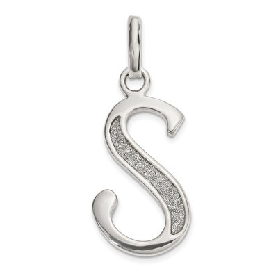 Glitter Enamel Letter S Pendant Sterling Silver Polished QC9181S, MPN: QC9181S, 886774091983